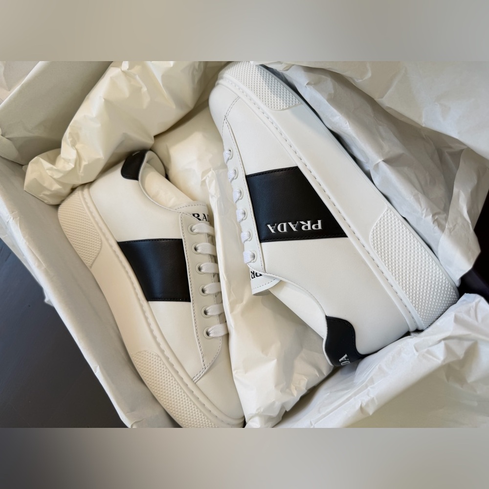 Brand new Prada black & white calzature donna vitello soft sneakers trainers 8 - Picture 6 of 8